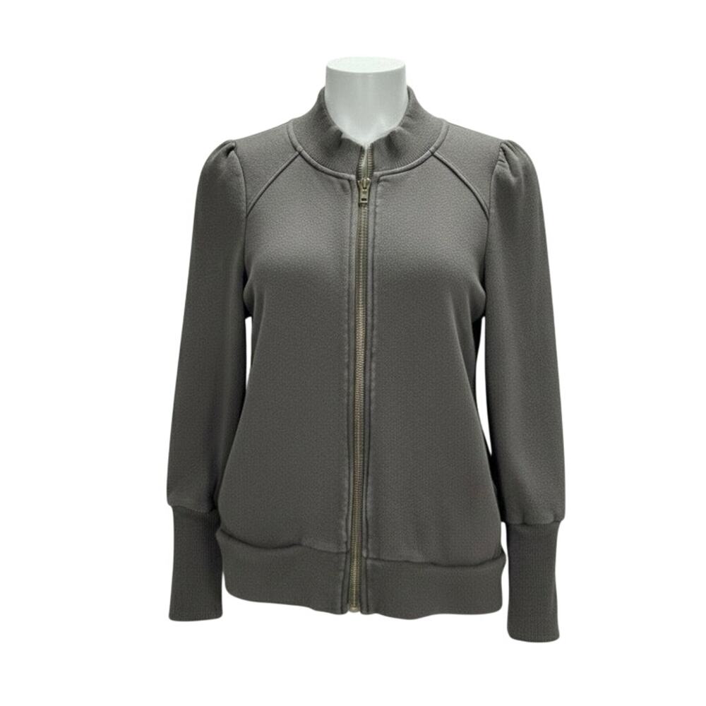 Böhme Women's XS Charcoal Gray Puff Sleeve Full Zip Jacket 100% Cotton